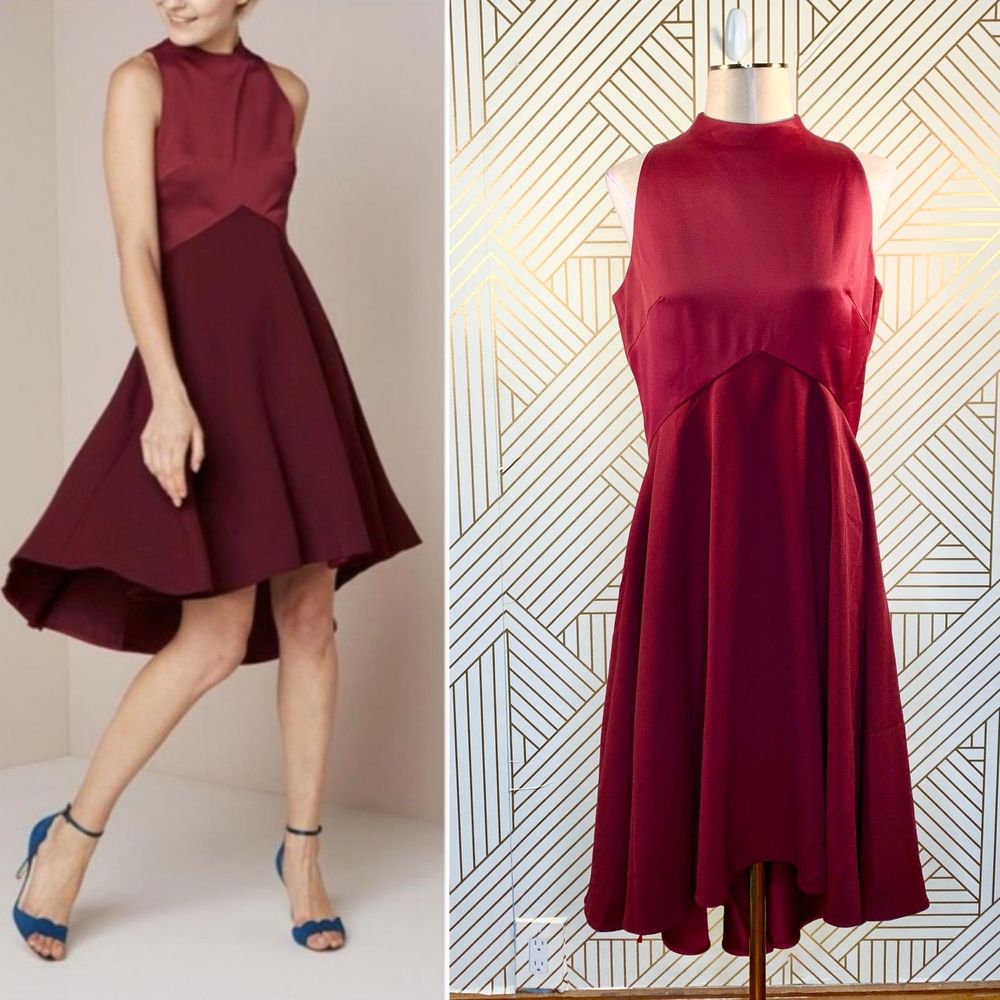 Ted Baker Kandal High Low Dress in Maroon